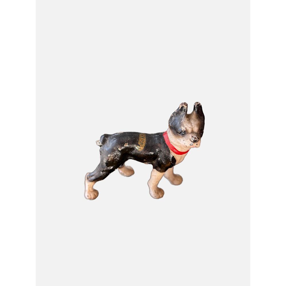 Antique Hubley Cast Iron Boston Terrier Dog Figurine Small Miniature Collectible